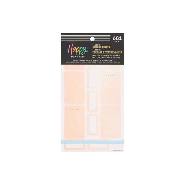 Happy Planner Pastel Colorful Boxes stickers value pack 30 feuilles pastel