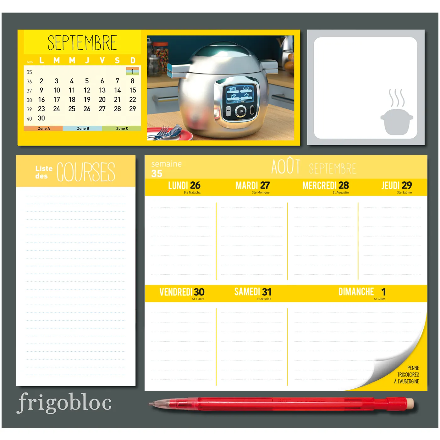 Frigobloc Robot-Cuiseur 2020 calendrier familial aimanté recettes