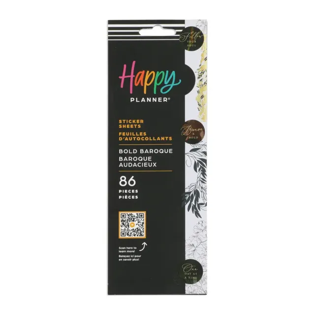 Happy Planner Bold Baroque stickers 8 feuilles 86 pièces