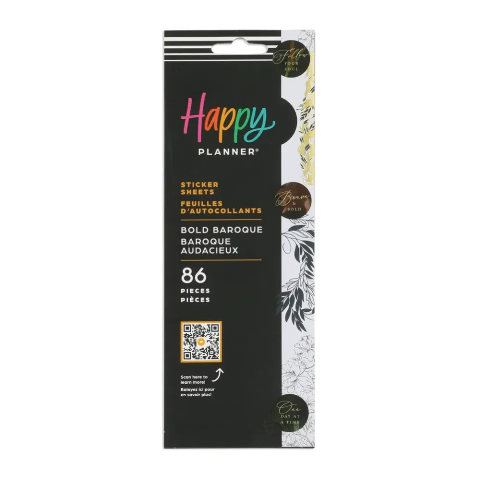 Happy Planner Bold Baroque stickers 8 feuilles 86 pièces