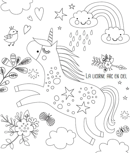 Mini pochette Licornes cartes à gratter et à colorier