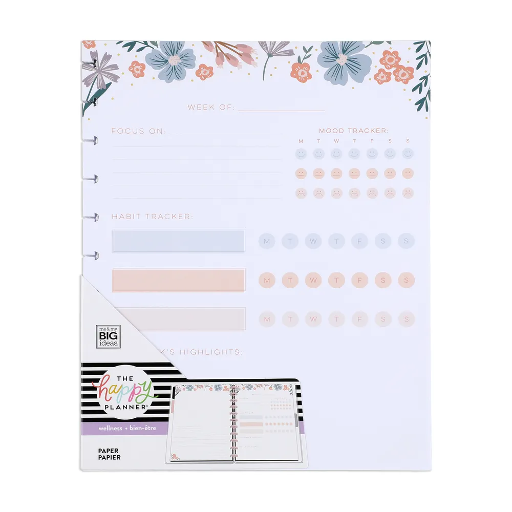 Happy Planner Florals Big recharge papier bien-être 40 pages