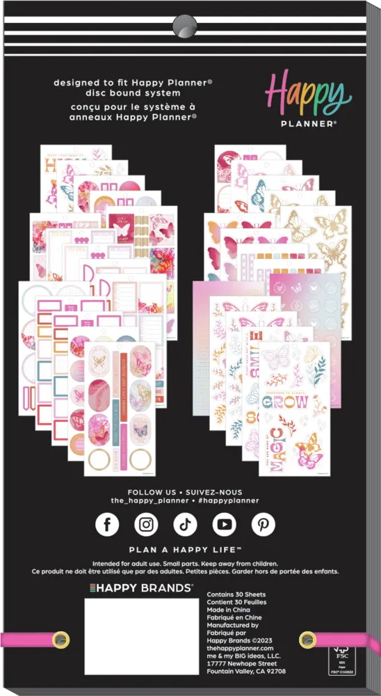 Happy Planner Butterfly Bliss stickers value pack 651 rose