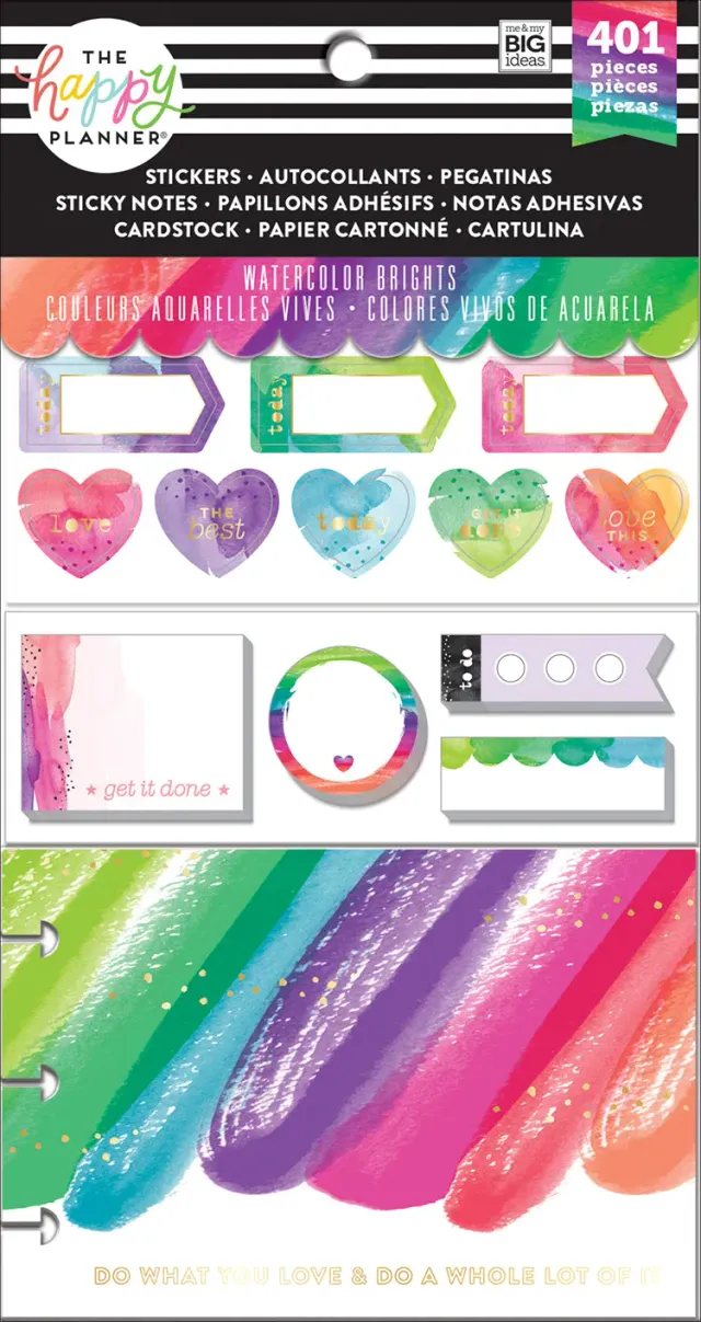 Happy Planner Watercolor pack accessoires stickers 301 aquarelle