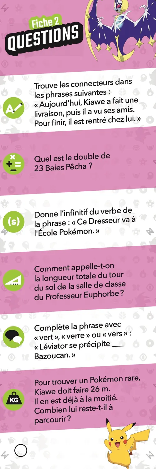 Les Incollables Pokémon Je rentre en CM1 éventail quiz 8-9 ans