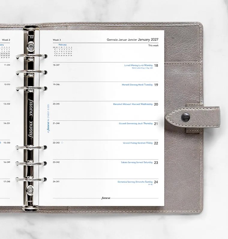 Filofax Classic A5 recharge agenda semaine 2027