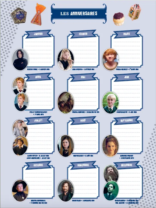 Frigobloc Mensuel 2023 Harry Potter calendrier aimanté famille