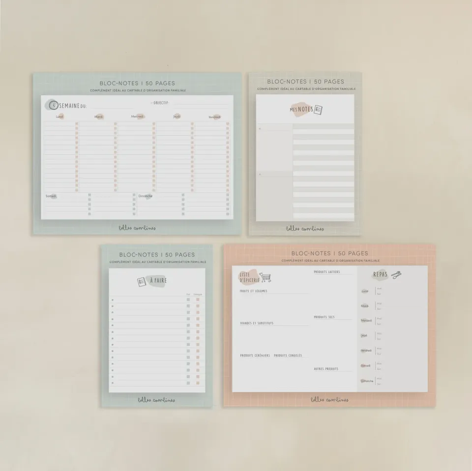 Les Belles Combines lot 4 bloc-notes famille