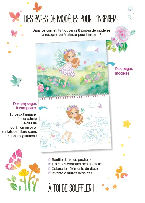 Blopens Au royaume des fées cahier créatif pochoirs