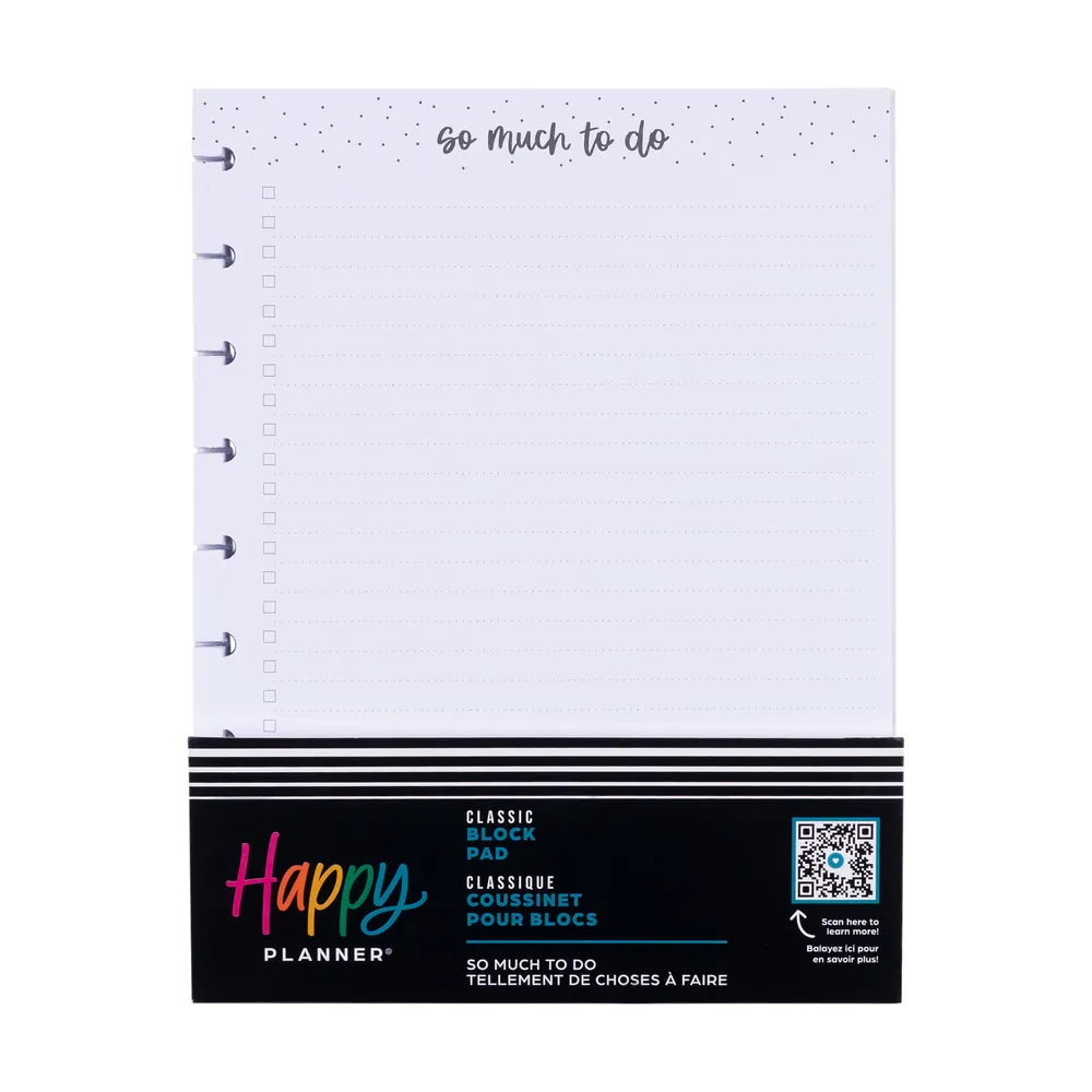 Happy Planner So Much To Do bloc checklist Classic 100 feuilles