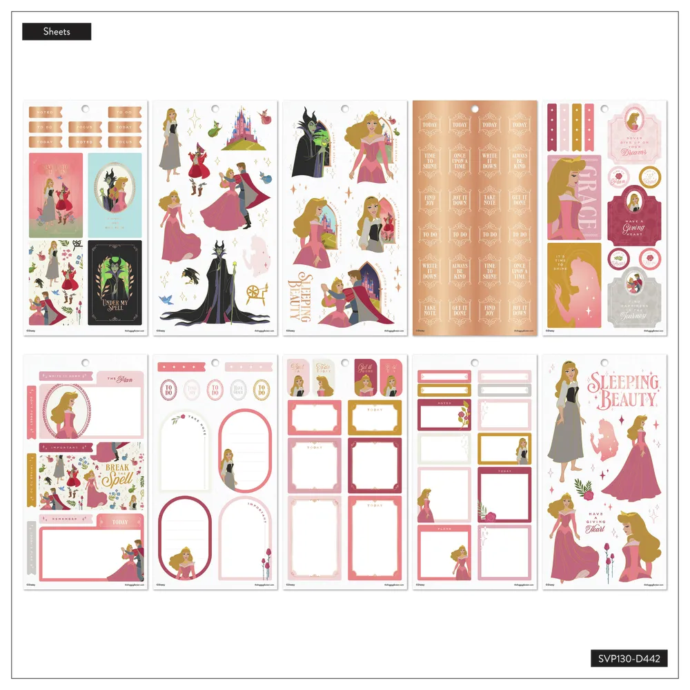 Happy Planner Disney Sleeping Beauty 65 ans stickers Big 410 foil rose