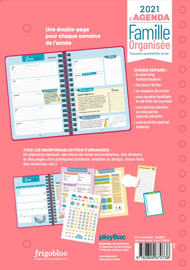 Frigobloc Agenda famille organisée 2021 agenda familial 16 mois