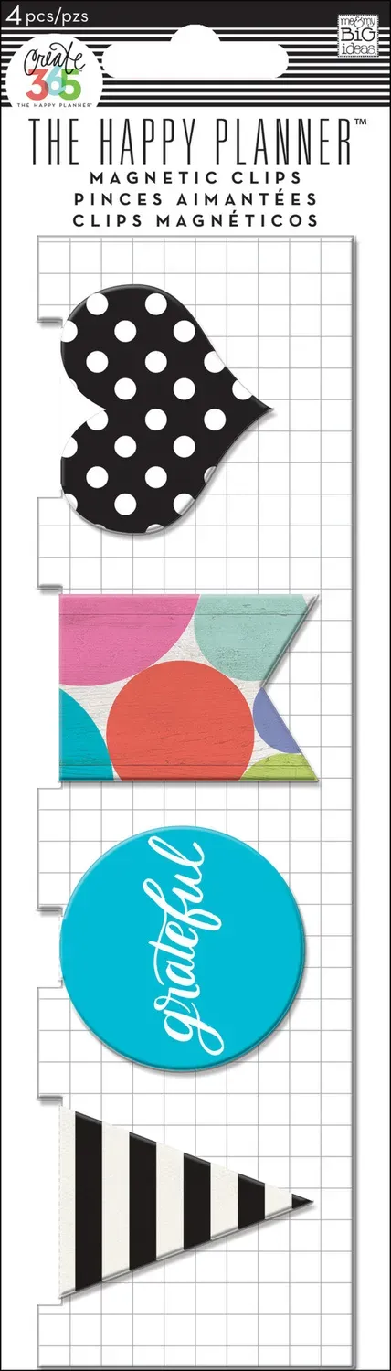 Happy Planner Grateful clips magnétiques marque-pages x4