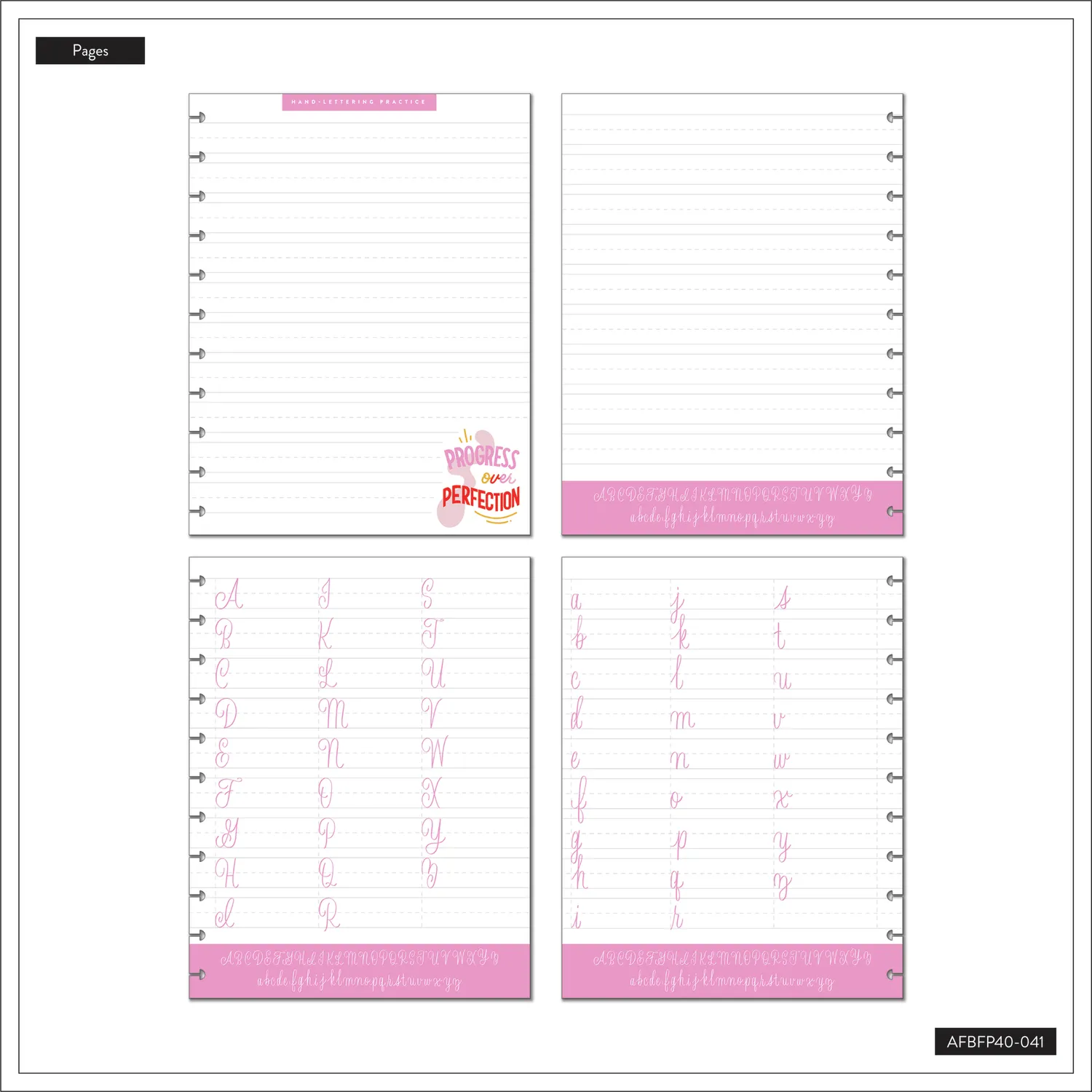 Happy Planner Threeologie Think Pink recharge papier lettering Big 40 feuilles