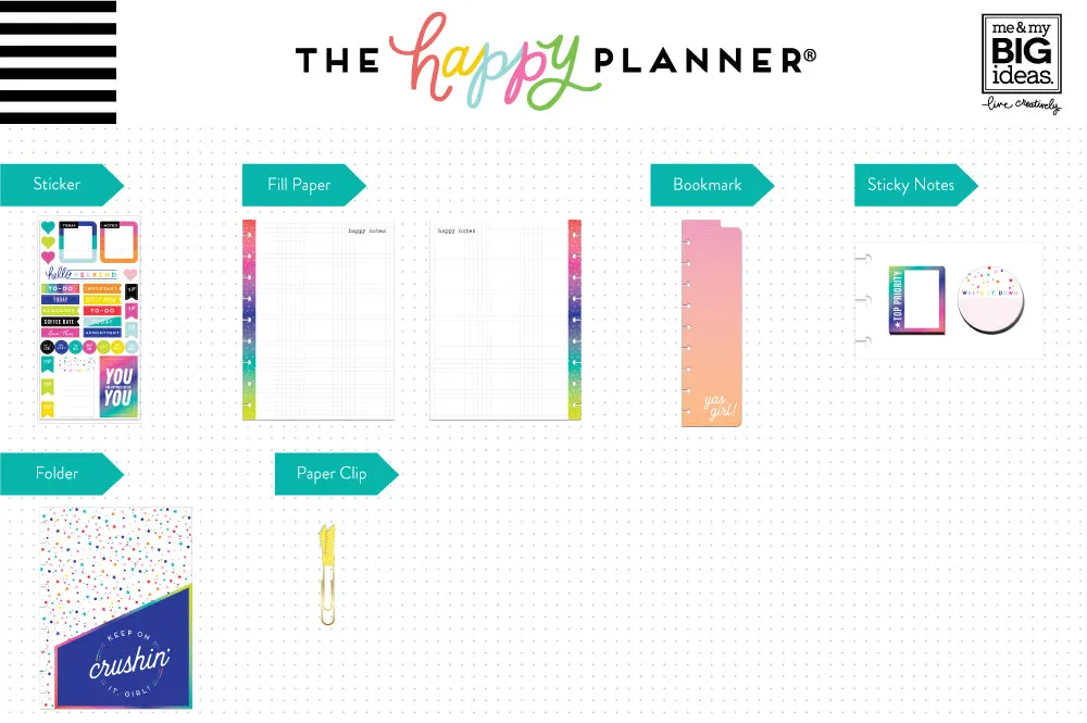 Happy Planner Crushin It pack accessoires Classic coloré