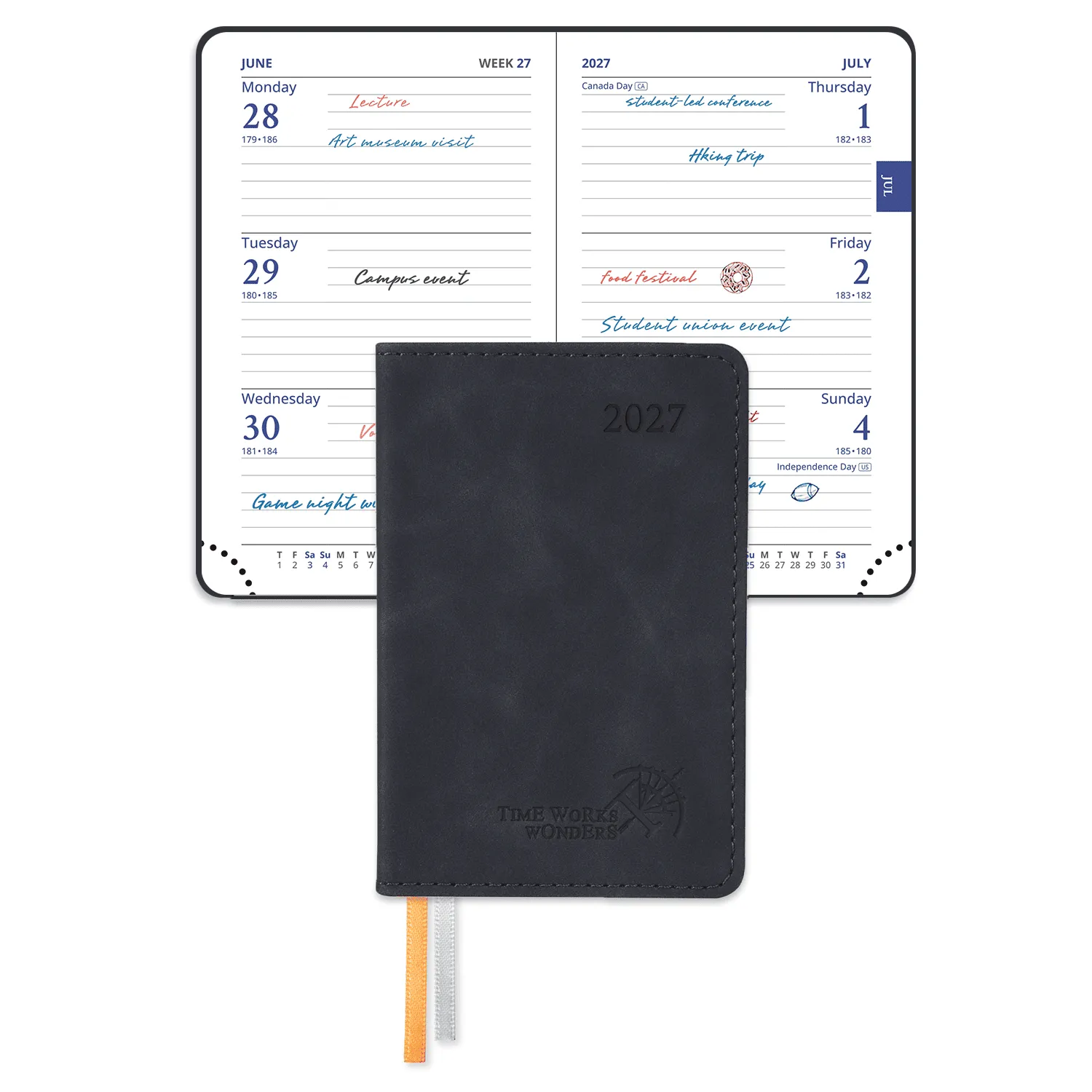 Poprun CELA7-27 mini agenda poche 2027 11,4x7,6 cm marron