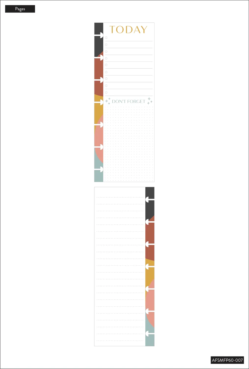 Happy Planner Today's Notes Skinny Mini recharge checklist 60 feuilles