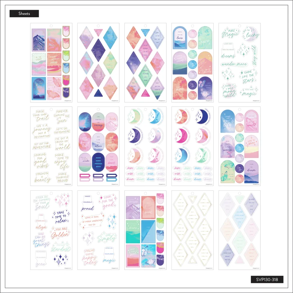 Happy Planner Opal Mountain stickers agenda 30 feuilles 618