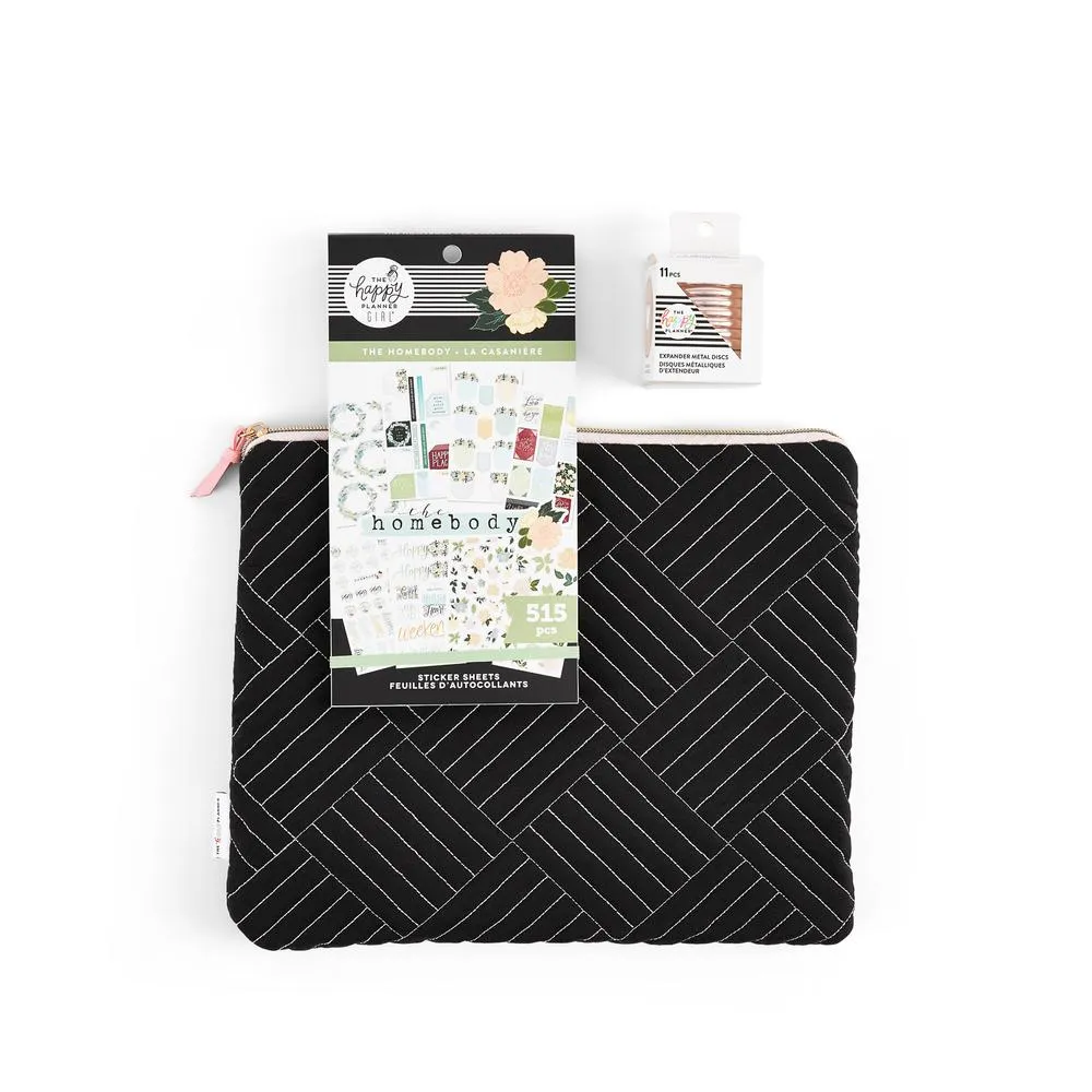 Happy Planner Homebody housse agenda zippée noire + stickers
