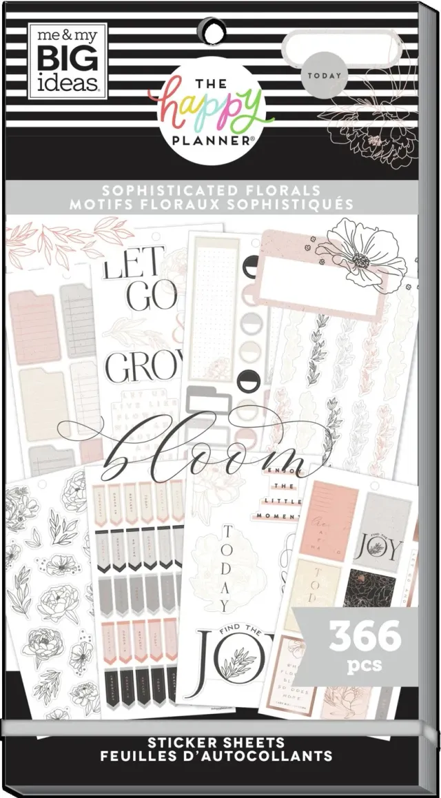 Happy Planner Sophisticated Florals carnet stickers 366 foil rose gold
