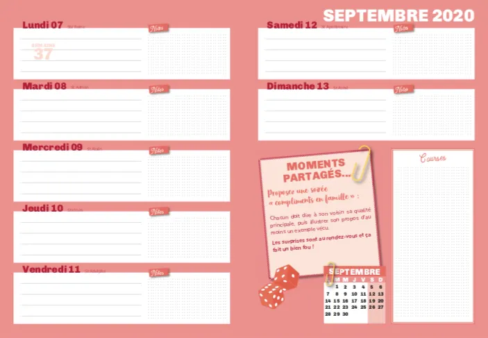 Frigobloc Agenda ultra simple agenda familial sept 2020-déc 2021