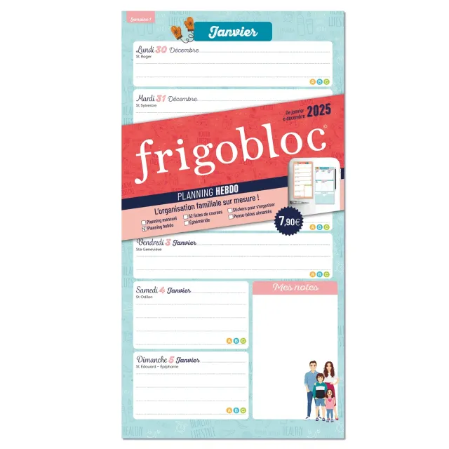 Frigobloc Planning Hebdo planning familial 2025 aimanté