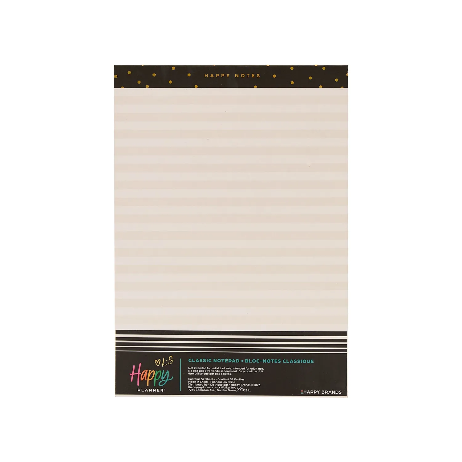 Happy Planner Love L+S bloc-notes Classic ligné 52 pages doré