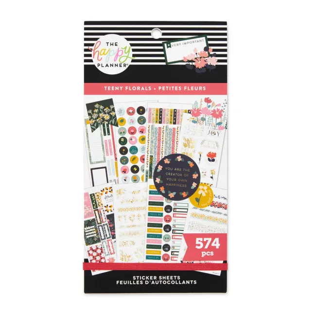 Happy Planner Teeny Florals carnet stickers 574 doré floral
