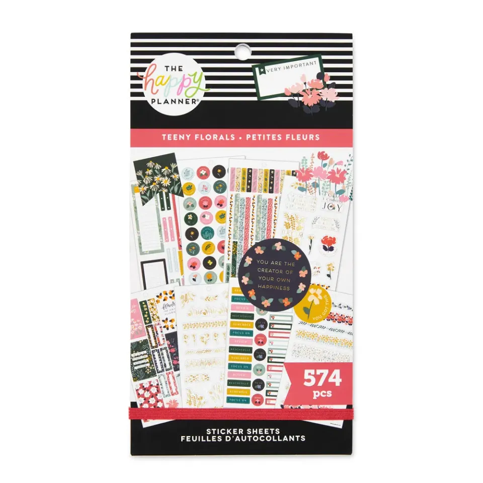 Happy Planner Teeny Florals carnet stickers 574 doré floral