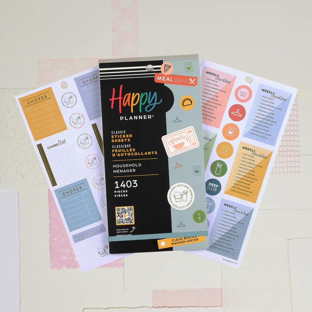 Happy Planner Daily Chores carnet stickers ménage 30 planches