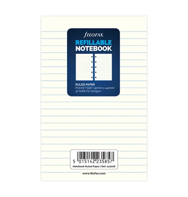 Filofax Notebook recharge feuilles lignées Pocket carnet rechargeable