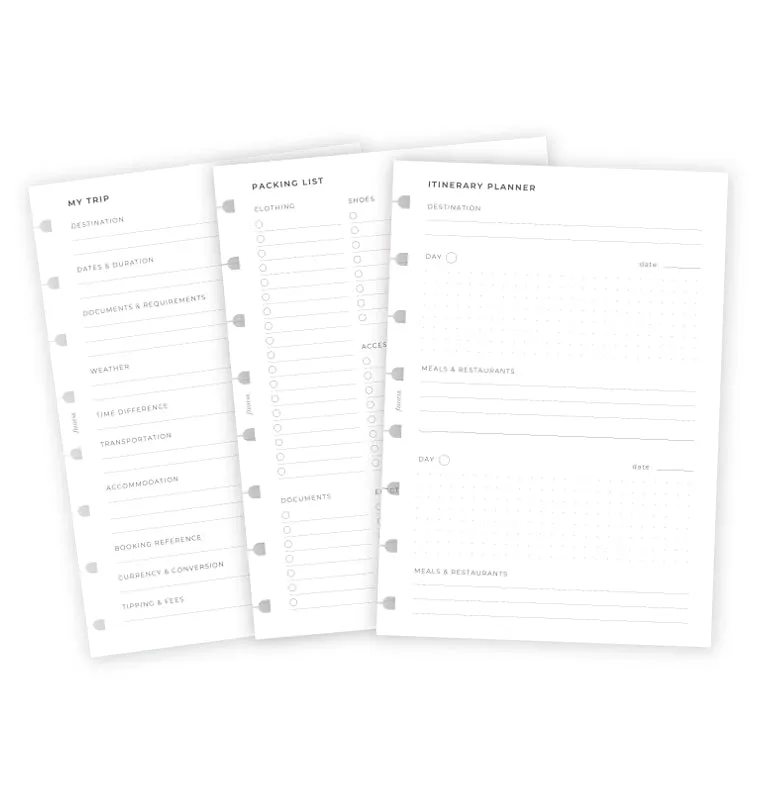 Filofax Travel recharge A5 carnet voyage