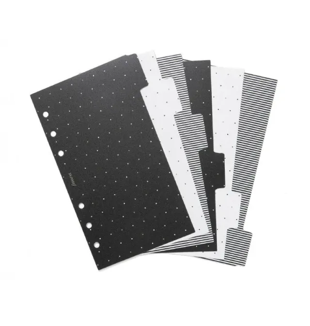 Filofax Moonlight Personal intercalaires 6 onglets noir doré