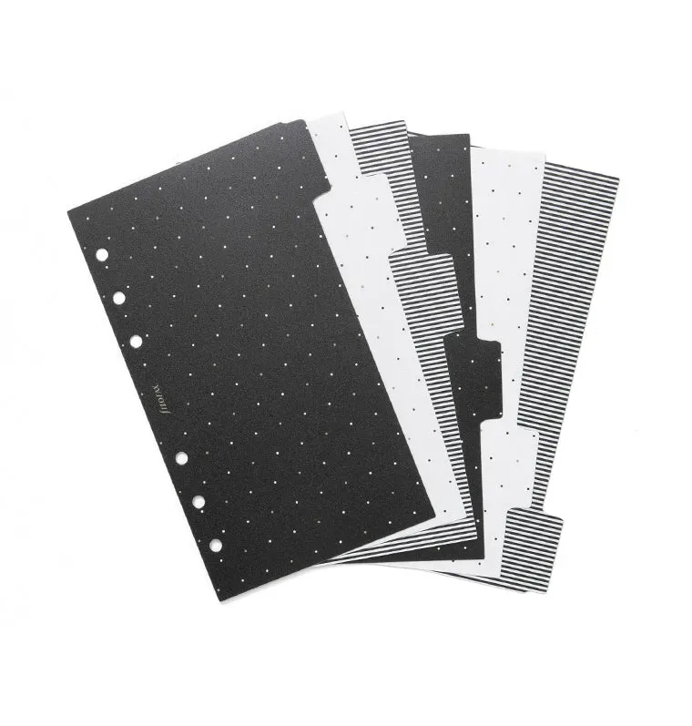 Filofax Moonlight Personal intercalaires 6 onglets noir doré