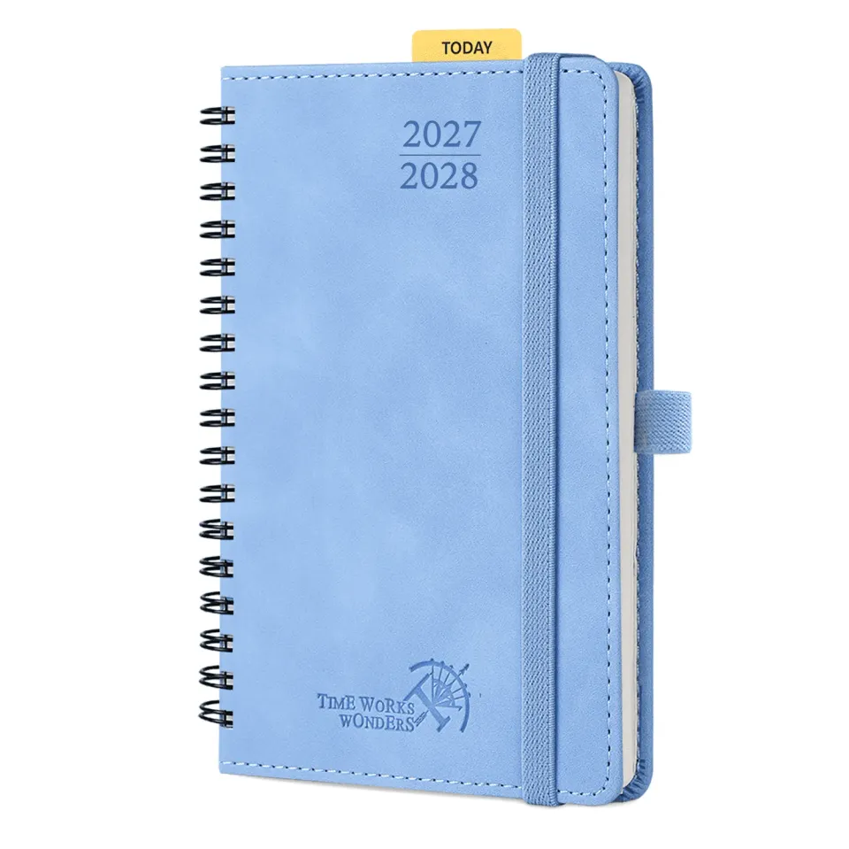 Poprun WEMLA6-27 agenda mensuel spirale A6 2027-2028 bleu