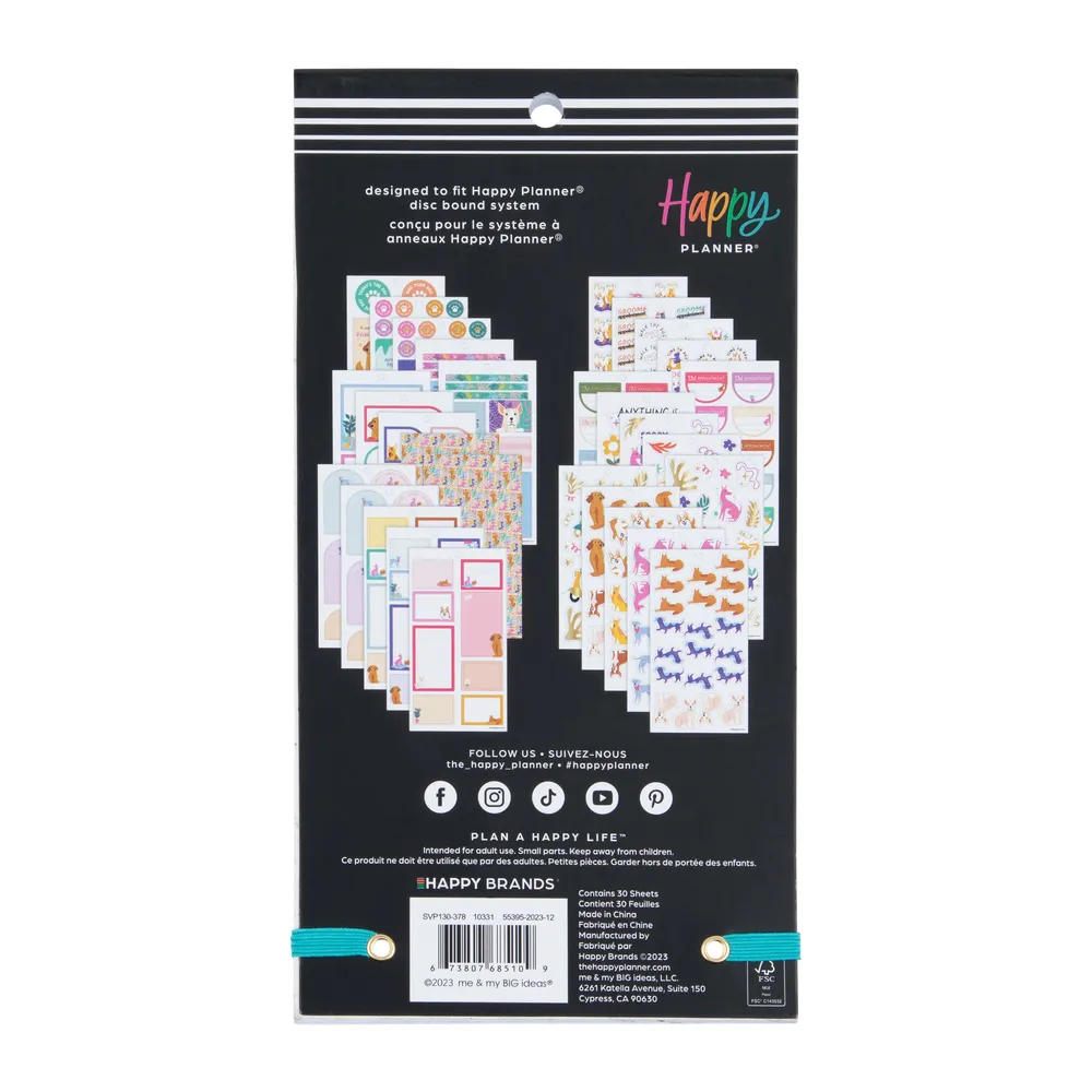 Happy Planner Playful Pups Big stickers chien 371 pièces