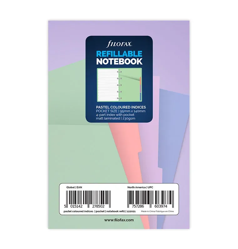 Filofax Pastel intercalaires Notebook Pocket couleur pastel