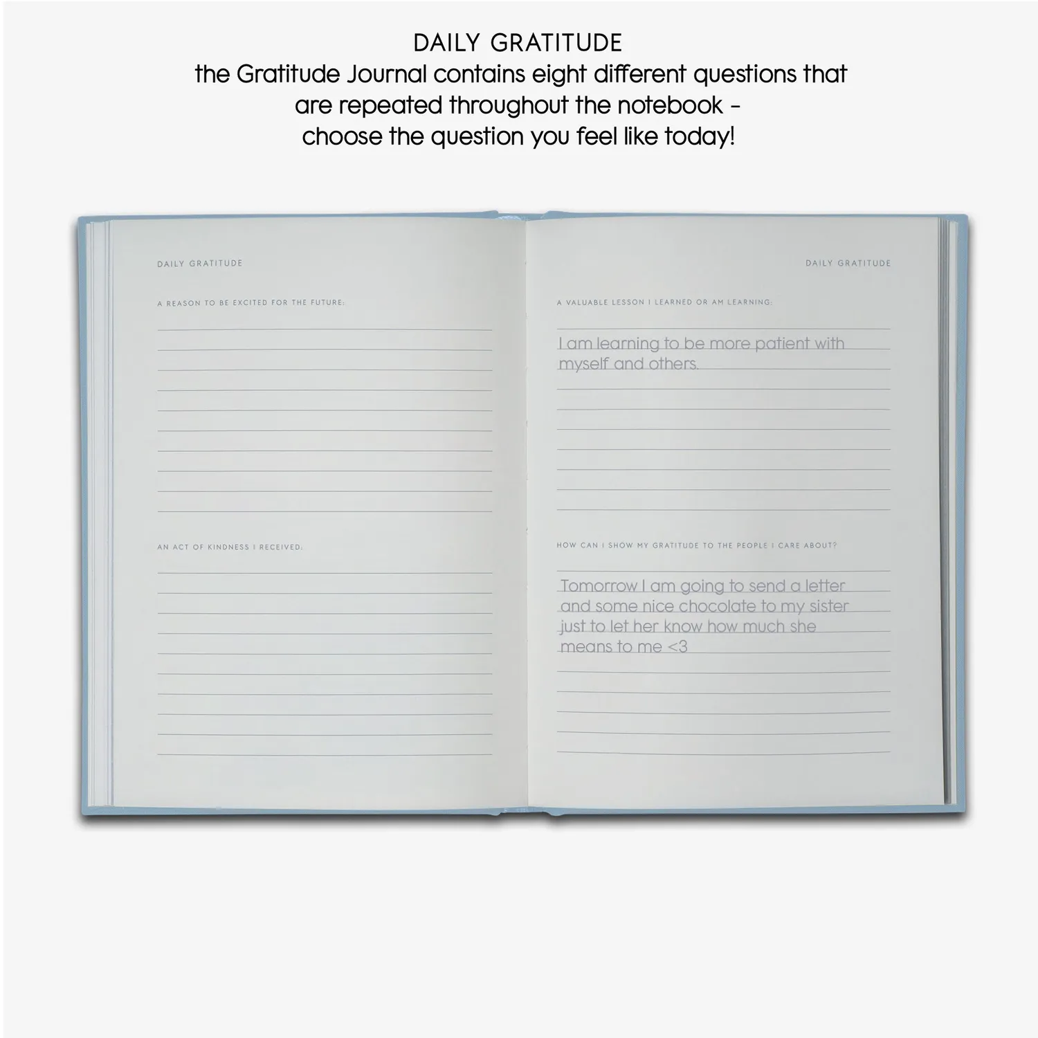 Kartotek Gratitude Journal carnet rigide bleu ciel