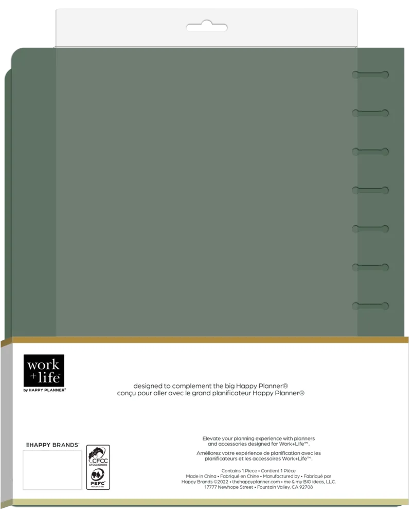 Happy Planner Work Life Ivy Rose Deluxe couverture planner Big vert sauge