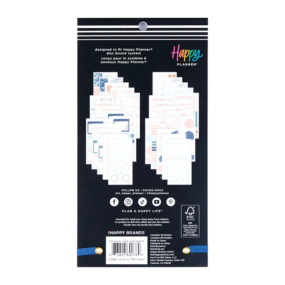 Happy Planner Coastal Faith stickers 30 planches 555 autocollants