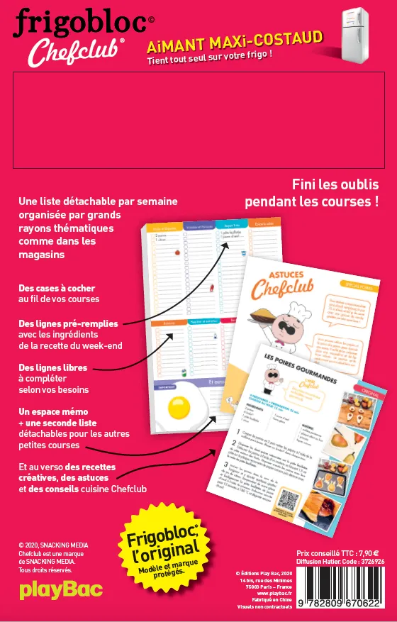 Frigobloc Mes Listes de Courses Chefclub bloc 52 listes