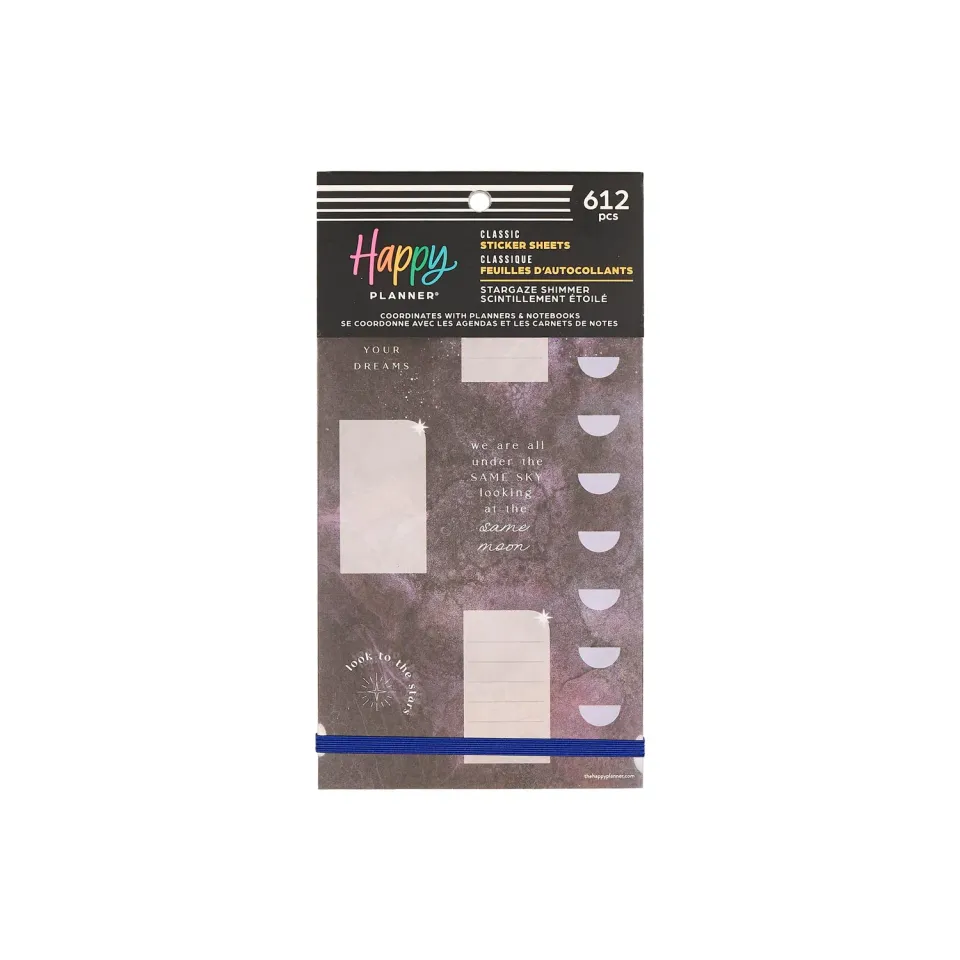 Happy Planner Stargaze Shimmer autocollants 30 feuilles ciel