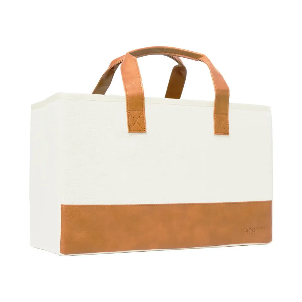 Happy Planner Tote Brown Natural sac planner simili cuir