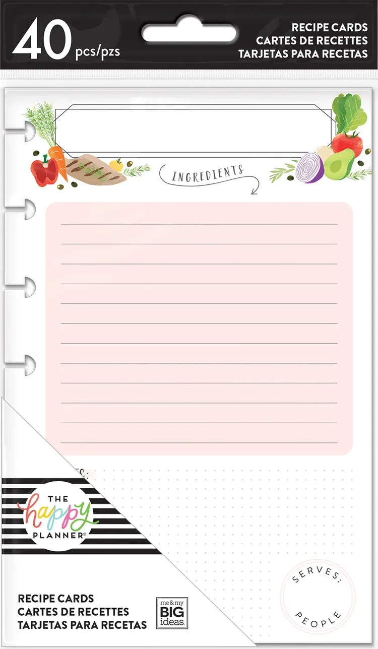 Happy Planner Pocket Cards Recipe fiches recettes x40