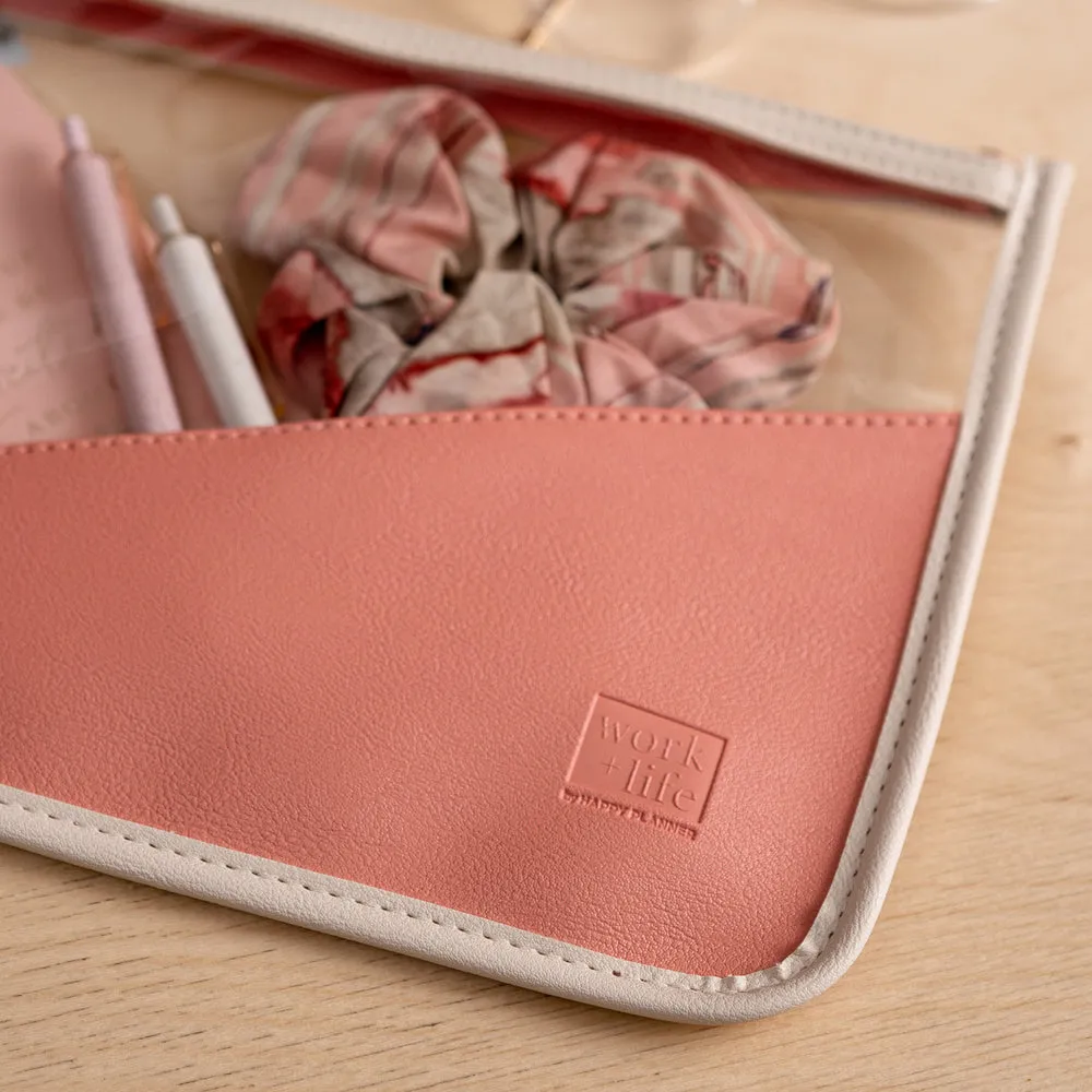 Happy Planner Work Life trousse rose transparente