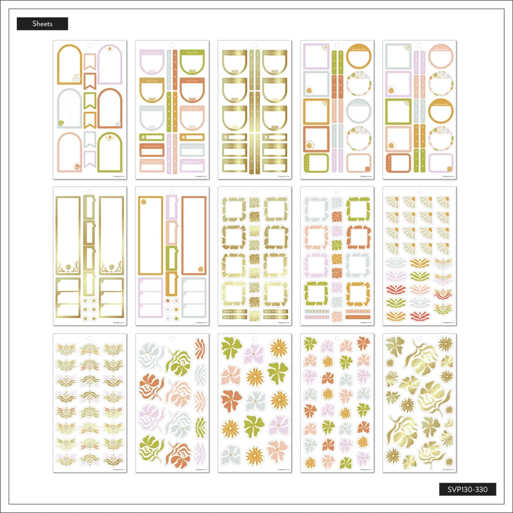 Happy Planner Desert Thistle Value Pack stickers 547 floral doré