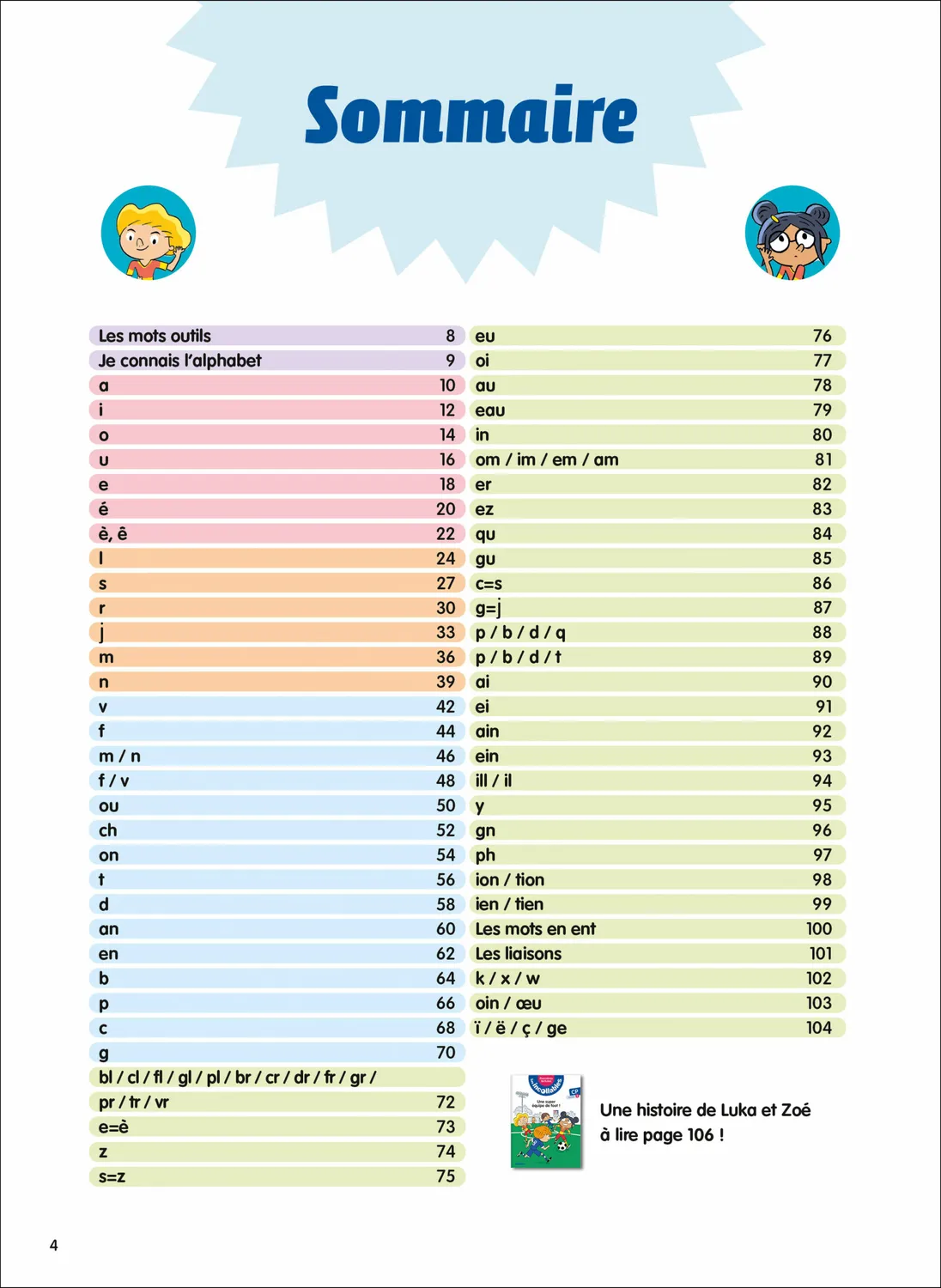 Frigobloc Incollables Ma méthode de lecture Luka et Zoé syllabique