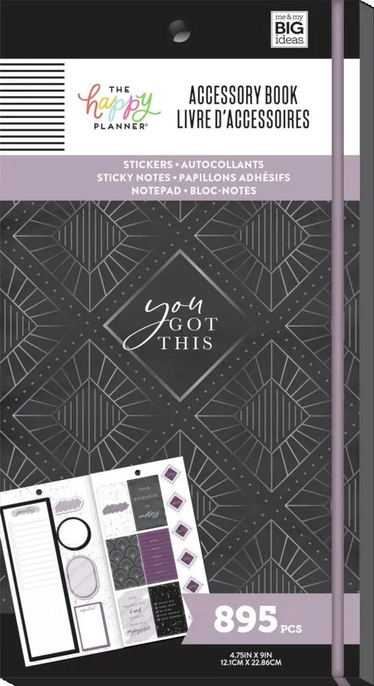 Happy Planner Girl With Goals carnet stickers + post-it violet