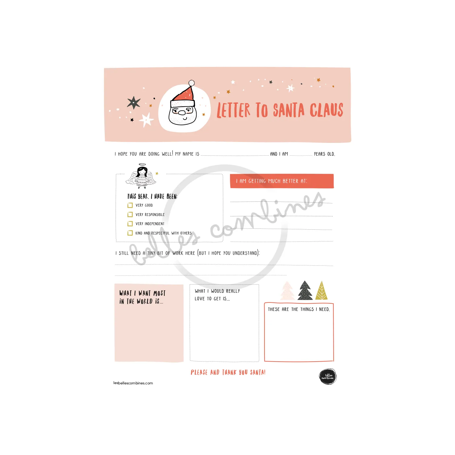 Les Belles Combines lettre Père Noël à imprimer 4-11 ans
