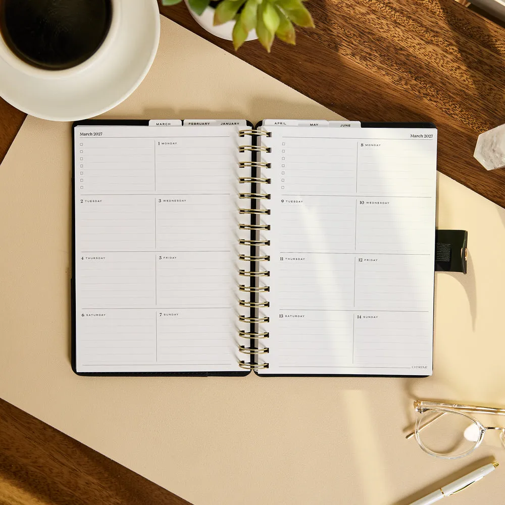 Happy Planner Citrine Midnight 2027 agenda A5 pro 12 mois